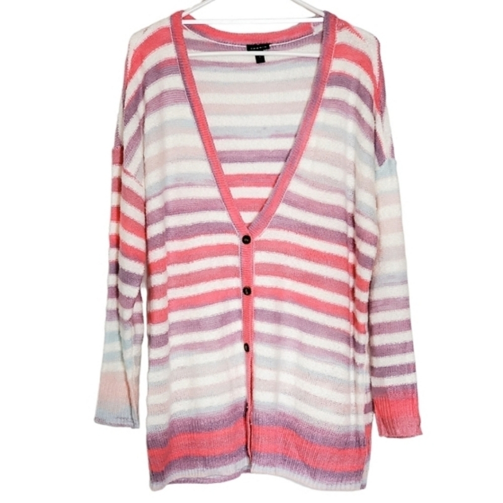 BC03-13 Torrid Striped front button long sleeve cardigan
